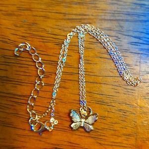 Dainty 18" Butterfly Necklace With Extender 18k gold plated